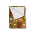 thumbnail image 2 of African Soft Flannel Fleece Blanket, Savanna Elephants Cape Giraffes in Ornate Squares Checkered Pattern Ancestral Art, Cozy Plush for Indoor and Outdoor Use, 50" x 70", Multicolor, by Ambesonne, 2 of 6
