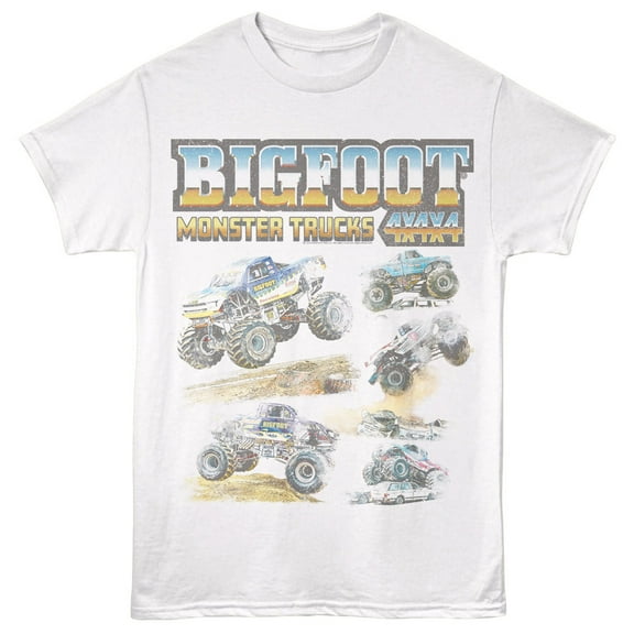 Bigfoot Monster Truck Montage Men's T Shirt (White, AdultS)