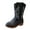 Black, variant on Girls Mid Calf Boots Classic Embroidered Round Toe Waterproof Non Slip Cowboy Cowgirl Western Riding Boots
