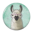 thumbnail image 1 of Hip Llama with Glasses Pinback Button Pin, 1 of 4