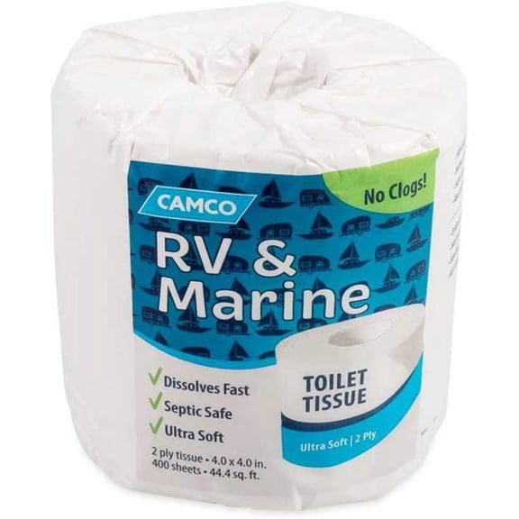 Camco 40280 TST 2-Ply Toilet Paper, Individual Roll - 400 Sheets
