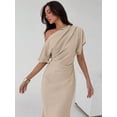 thumbnail image 5 of Apricot Asymmetrical One-Shoulder Cinched Waist Maxi Dress For Formal And Party Occasions, 5 of 8