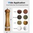 thumbnail image 2 of Tattom Pepper Grinder Salt Grinder Wooden Pepper Mill Grinder w/Adjustable Coarse, 8 inch Tall Wood Refillable Manual Pepper Grinder Mill Peppermill for Black Peppercorn, Easy Clean w/Cleaning Brush, 2 of 6