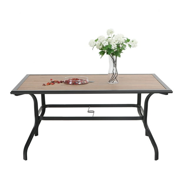 Mf Studio Outdoor Dining Table E Coating Metal Frame And Rectangular Pvc Top With 1 56 Umbrella Hole Suitable For 6 People Com Mf Studio Outdoor Dining Table E, Outdoor Furniture Tables Only