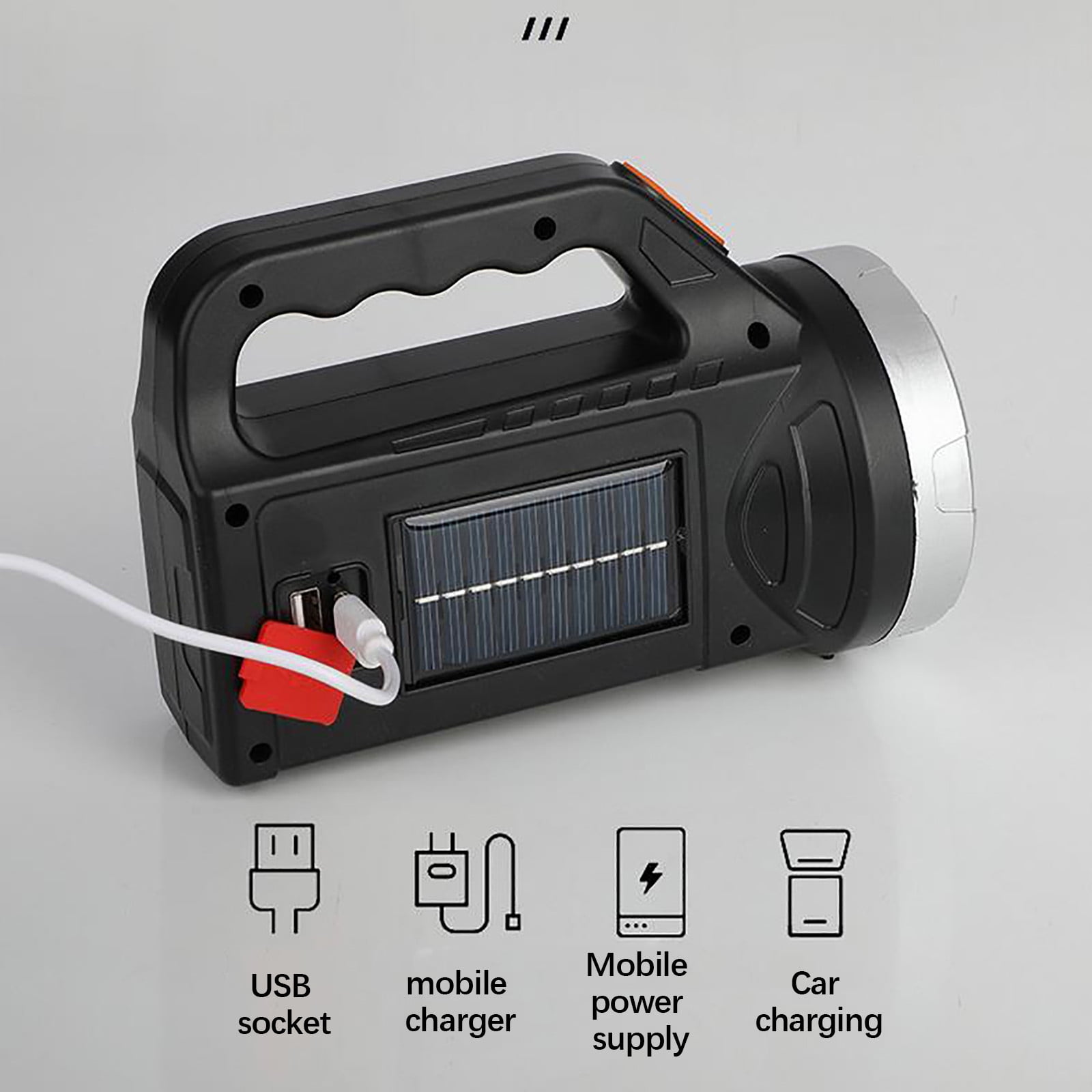 Limited Time Savings,Strong Light Flashlight, Long Battery Life, Solar-Powered, Outdoor Bright, Heavy Duty, For Camping, Hiking, Emergency, Emergency Light Special Edition|metal,Black