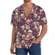 thumbnail image 1 of Balery Skull rock music record Camisa Casual de Manga Corta con Botones para Hombre, Texturizada, Estilo Cubano, para Playa, Verano-Small, 1 of 5