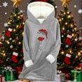 thumbnail image 5 of ShiShine Womens Sherpa Fleece Pullover Hoodie Christmas Wine Glass Santa Hat Glitter Print Long Hooded Top Winter Warm Loungewear, 5 of 6