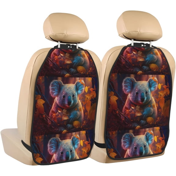 Xecao Forest Koala Pattern Car Seat Back Protector 2 Pack Large Capacity Pocket, Kick Mats Back Seat Protector