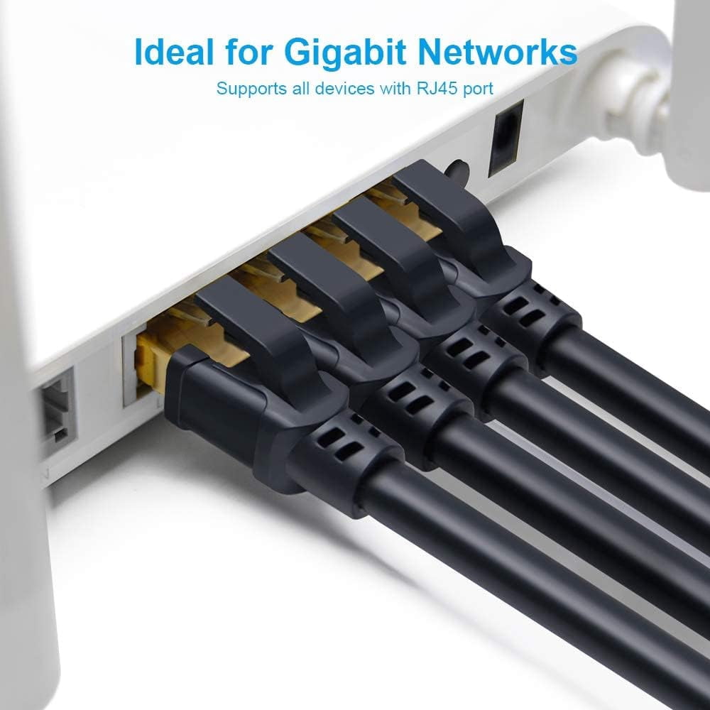 DDMALL CAT8 Ethernet Cable 50ft, High Speed 40Gbps 2000MHz 26AWG CAT8 Cable SFTP LAN Internet Cable with Gold Plated RJ45 Connector for Router, Modem, Gaming, Xbox, PC (50ft/15m, Black)