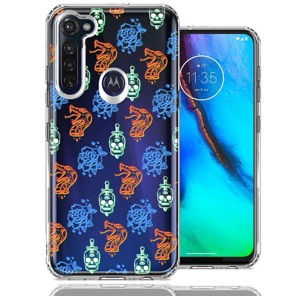 MUNDAZE For Motorola Moto G Stylus Snakes Skulls Roses Design Double Layer Phone Case Cover