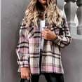 thumbnail image 4 of Frostluinai Womens Flannel Shacket Jacket Casual Plaid Button Down Long Sleeve Shirt Cardigan Vintage Casual Fall Jacket Coat with Pocket, 4 of 6