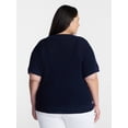 thumbnail image 3 of Terra & Sky Women’s Plus Crewneck Sweater with Short Dolman Sleeves, Midweight, Sizes 0X-5X, 3 of 5
