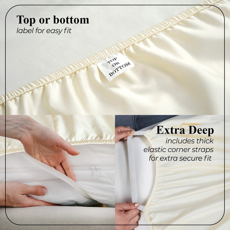 Superior Apus 100% Cotton 15" Deep Pocket Sheet Set, Twin, Ivory