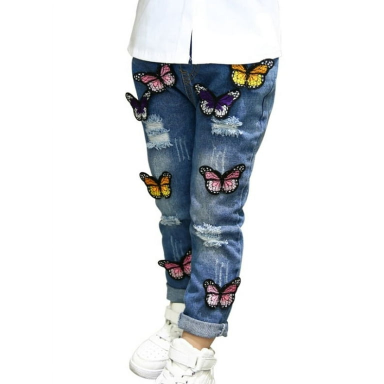 Buy Wholesale Girls Butterfly Printed Stretchable Jeans in india