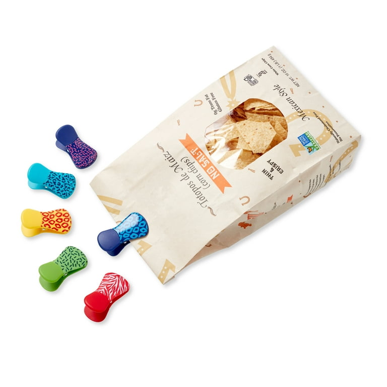 Chef Craft Vibrant Plastic 4 Piece Large Bag Clip Set, 4-Pack,  Green/Blue/Orange/Purple