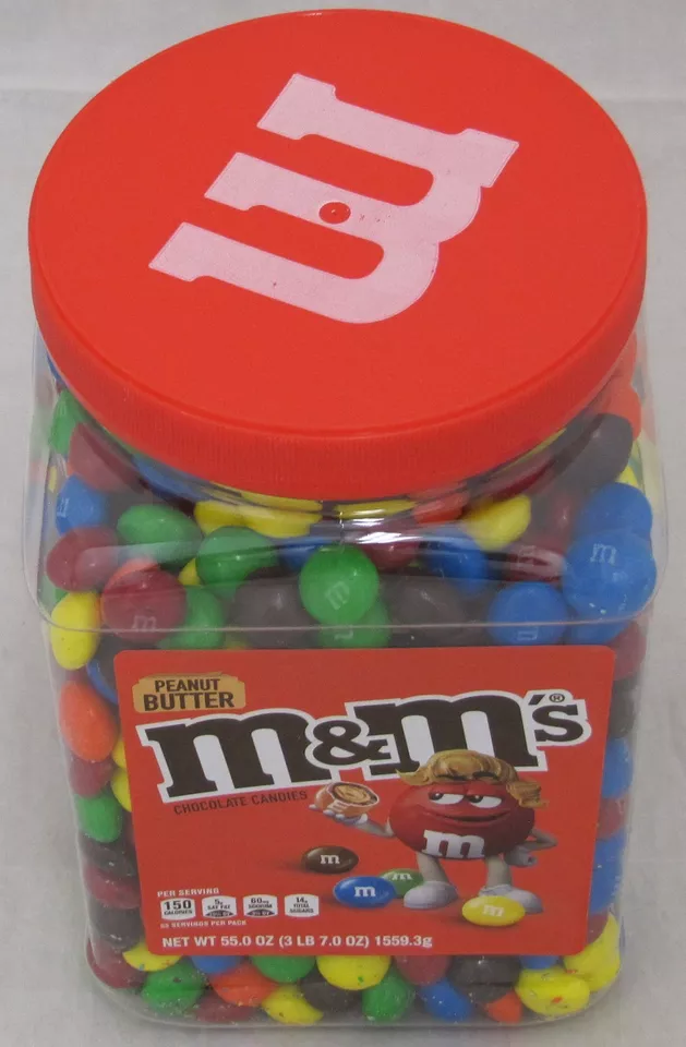 M&Ms Peanut Butter Candy 55 oz Jar M&M's M & M Chocolate Candies Tub Bulk 3.43LB