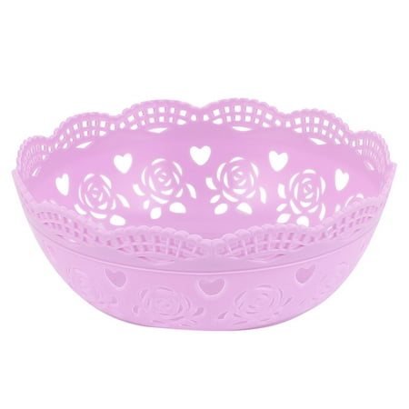 Plastic Fruit Tray Unique Bargains Round Plastic Bamboo Pattern Fruit Apple Pear Container Plate Tray Purple ()