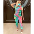 thumbnail image 4 of Luiryar Women 2 Piece Tracksuit Set Short Sleeve Tie Dye Tops High Waist Pants Bodycon Yoga Sports Summer Outfits, 4 of 8
