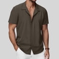 thumbnail image 2 of BiZtdJrK Mens Muscle Dress Shirts Short Sleeve Business Casual Button Down Hawaiian Shirt Summer Vacation Travel Tops Brown S, 2 of 9