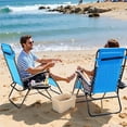 thumbnail image 2 of Homall Chaise Zéro Gravité Pliable pour Patio avec Porte-Gobelet, Fauteuil Inclinable d'Extérieur Réglable en Tissu Textilène, Chaise Longue Portable, Lot de 2, Bleu Pâle, 2 of 9