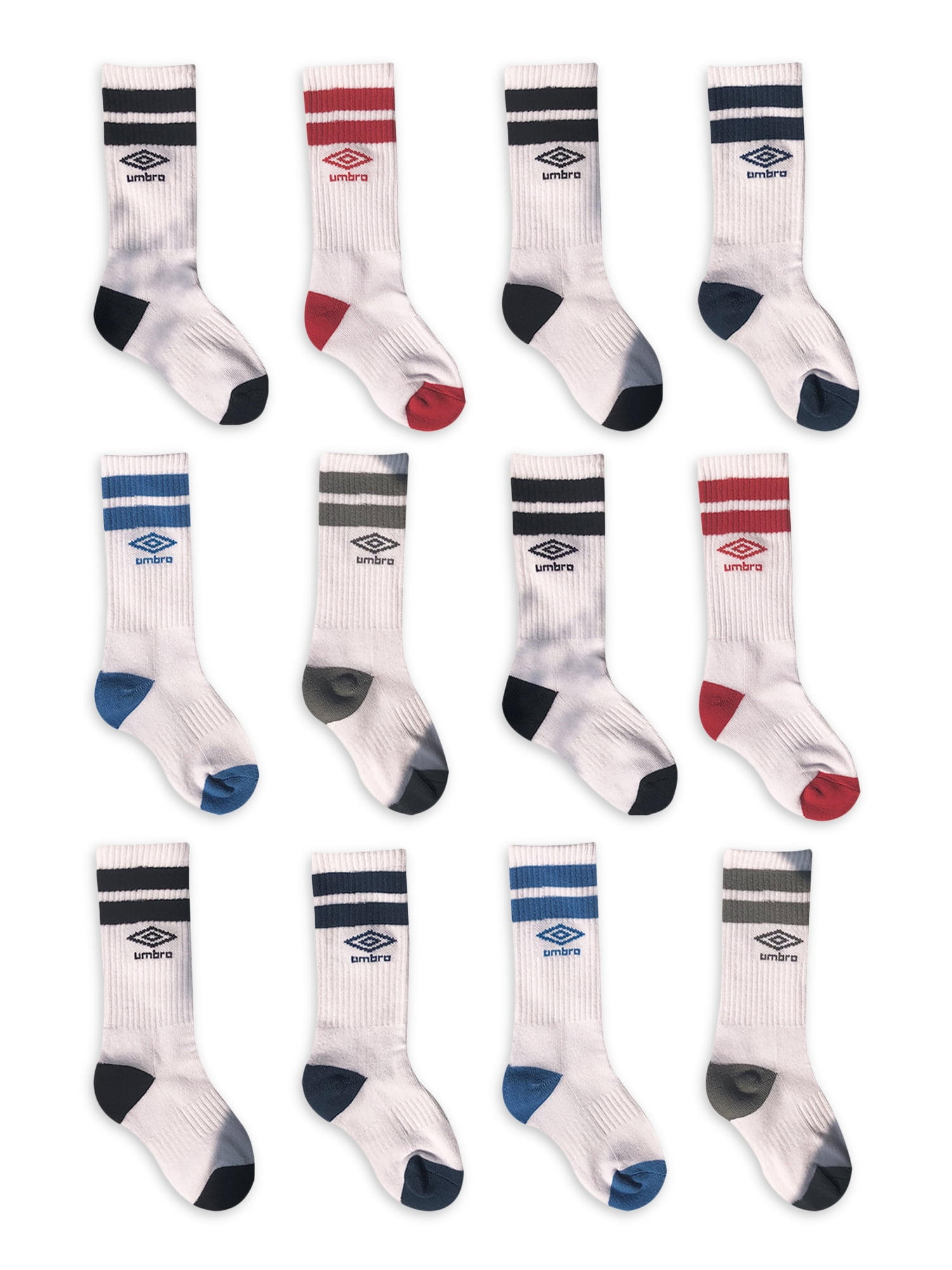 Umbro Boys Socks, 12 Pack Crew Socks Sizes S - L - Walmart.com