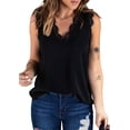 thumbnail image 3 of Top de Tirantes Holgado Sin Mangas con Cuello en V y Encaje de Pestañas de Verano, Color Negro, Talla L, 3 of 10