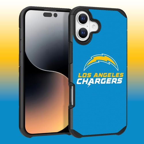 Apple iPhone 16 Plus (6.7) - NFL Licensed Los Angeles Chargers Team Logo on Blue Textured Dual Layer Case