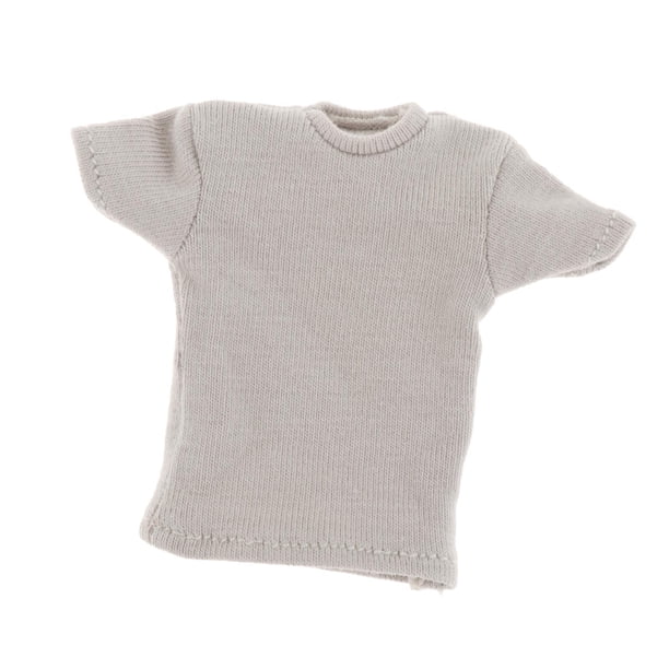 1:12 ropa en miniatura de manga corta, disfraz de figura de acción, muñecas corporales de juguete, moda holgada hecha a mano, mangas cortas femeninas Gris CUTICAT Miniatura manga corta