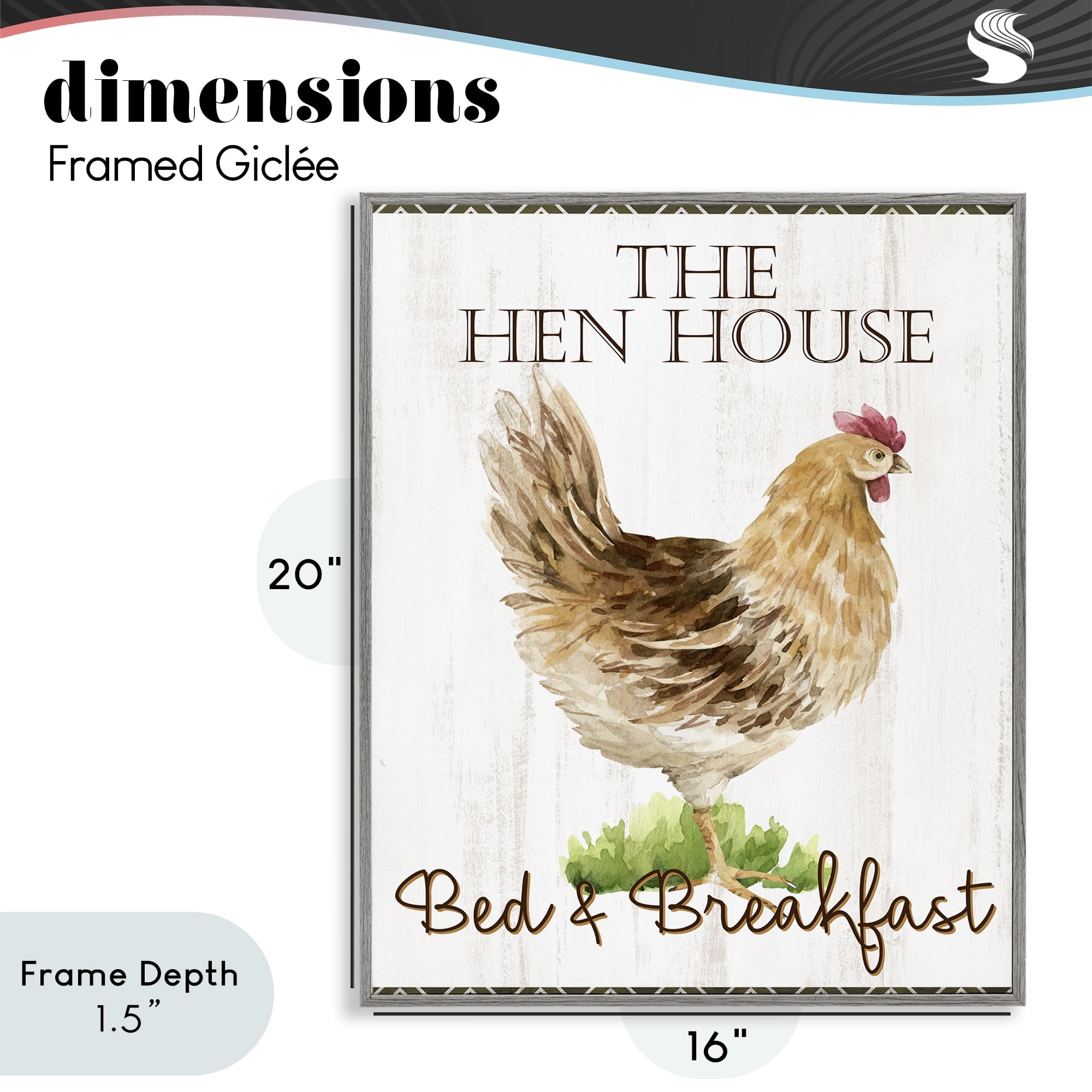 Stupell Industries Hen House Bed and Breakfast Gray Framed Giclee Art, design by Anne Bailey