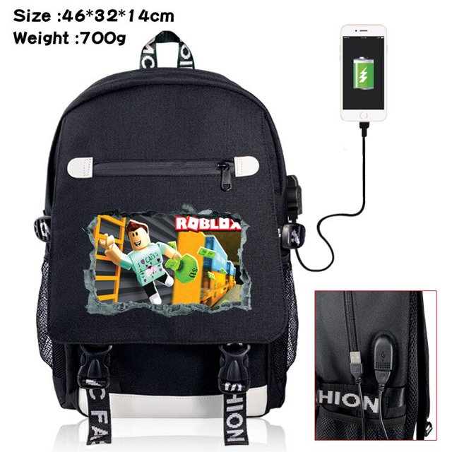 Roblox-mochila de mundo Virtual con carga USB, bolso escolar de tela Oxford para ordenador, bolso escolar para estudiantes de secundaria