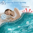 thumbnail image 3 of Turquoise Boho Cooling Blanket, Lightweight Breathable Summer Throw Blanket with Double Sided Cold Effect, Abstract Art Floral Ethnic Tribal Picnic Beach Blankets Bed Sheet for Hot Sleepers 50"x60", 3 of 8