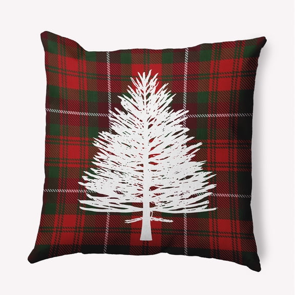 16" x 16" Simply Daisy Tartan Pine Polyester Accent Pillow, Christmas Burgandy Qty 1