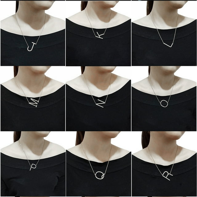 facefd Collier Simple pour Femmes Pendentif Lettre pour Filles Pendentif Lettre en Acier Inoxydable Fête Rendez-Vous Chaîne de Cou Bijoux