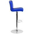 thumbnail image 3 of Contemporary Burgundy Vinyl Adjustable Height Barstool with Rolled Seat and Chrome Base, 3 of 9