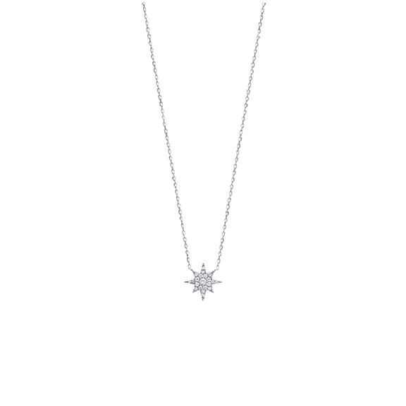 Mystigrey Polaris .925 Sterling Silver Plated Rhodium Necklace with Cubic Zirconia for Women