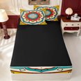 thumbnail image 4 of Erosebridal Yellow Blue Mandala Zipper Twin Comforter Sets with Fitted Sheet and 2 Pillowcases,Red White Motif Zipper Bedding Set,Black Reversible,4 Pieces, 4 of 7