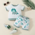 thumbnail image 2 of UAYOTSE Baby Boy Girl Summer Outfits, a Gingham Print Short Sleeve T Shirt Top with Striped Shorts Set baby boy clothes(18-24 Months,Sky Blue), 2 of 7