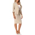 thumbnail image 4 of INSPIRE CHIC Business Skirt Suit Set for Women's 2 Piece Suit Collarless Blazer Pencil Skirt M Khaki, 4 of 6