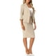 thumbnail image 4 of INSPIRAR CHIC Conjunto de Traje de 2 Piezas para Mujer Chaqueta Sin Cuello de Manga 3/4 Falda Lápiz de Cintura Alta Atuendos de Trabajo Caqui 3XL, 4 of 6