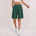 thumbnail image 6 of Bermuda Shorts for Women Knee Length Casual Wide Leg Drawstring Hiking Work Summer Cargo Shorts with Pockets, L, 6 of 6