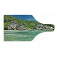thumbnail image 1 of Tropical Cutting Board, Landscape of Island with Trees in Seychelles and the Sky Digital Print, Tempered Glass Cutting and Serving Board, Wine Bottle Shape, Blue and Fern Green, by Ambesonne, 1 of 1