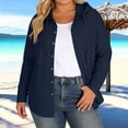 thumbnail image 7 of Craaazy Oversize Button Down Shirt for Women Casual Solid Color Loose Long Sleeve Drawstring Hooded Daily Clothes Gifts, 7 of 7