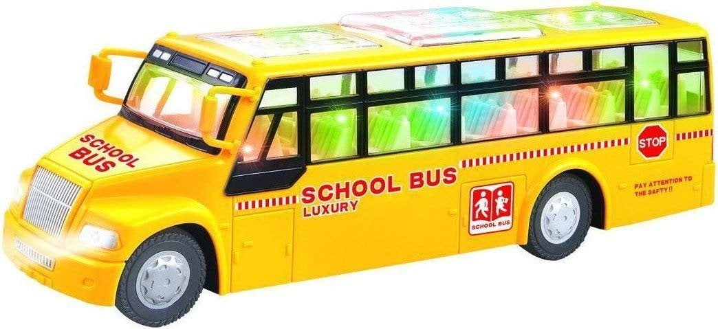 toy school bus with flashing lights