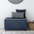 thumbnail image 1 of Cosmopolitan 34 in.W Contemporary Storage Ottoman in Denim Blue Faux Leather, 1 of 9