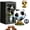 Black, variant on Soccer Ball Shaped Rotating Drinking Glass Cup | 10oz Football Beer Mug with Gold Base & Stainless Steel Ice Puck | 360 Spinning Whiskey Tumbler for Men, Sports Fans Gift