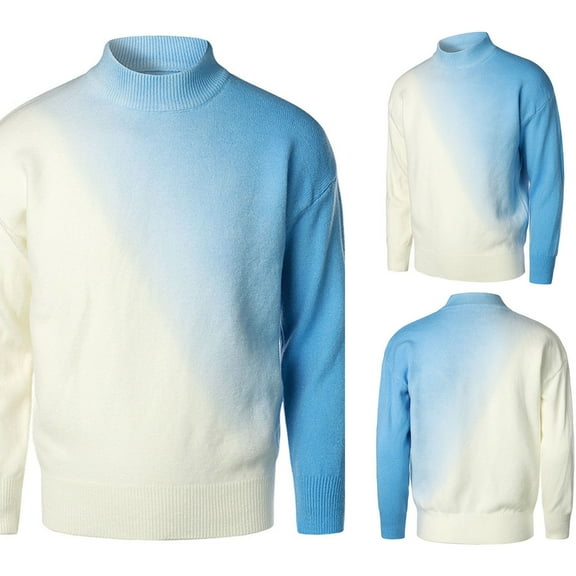 ZKCCNUK Men's 2026 Autumn And Winter New Men's High-neck Pullover Sweater Gradient Printing Large Size Casual Men's Sweater