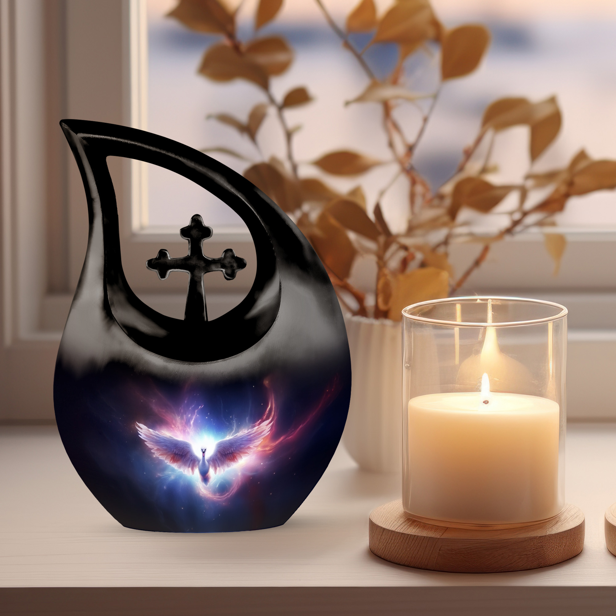 MUKTIVE Phoenix Burial Urns for Ashes for Women & Men, Combo Sets Urns for Human Ashes, Holds 180 Cubic, Funeral Urn for Mother, Gifts for Loss of Mom, (1 Large 10 ", 4 Keepsake 3 ")