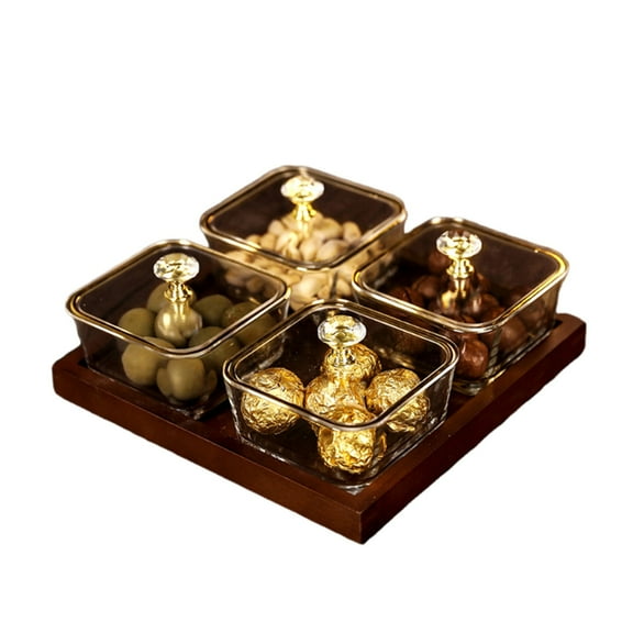 Glass Snack Plates, Serving Platter, Divided Serving Platter Easy to Clean,Handmade Dessert Serving Tray Compartment Cheese Platter for Sushi Platter Snacks, Appetizers, Chips and Dips