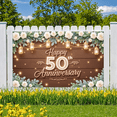 thumbnail image 4 of Elegant Design Happy 50th Anniversary Floral Wooden Banner for Milestone Celebration Wedding Party, 4 of 9