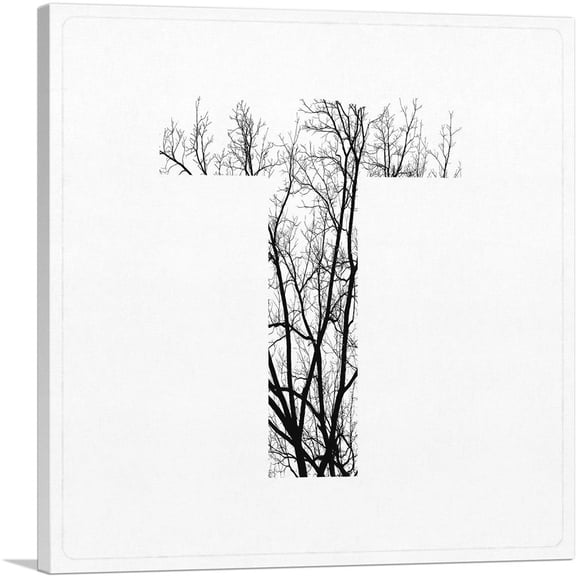 ARTCANVAS Tree Branches Alphabet Letter T Canvas Art Print - Size: 12" x 12" (0.75" Deep)